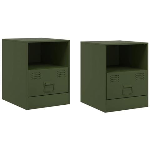 Comodini 2 pz Verde Oliva 34,5x39x44 cm in Acciaio - Foto 1