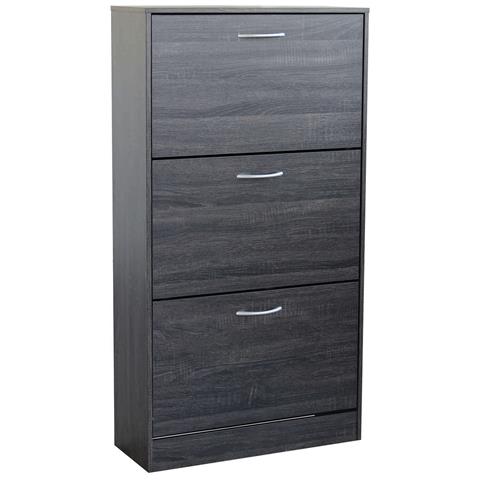 Scarpiera Da Interno A 3 Ante In Legno Con Doppio Scomparto Flora - Darkgrey - Foto 1