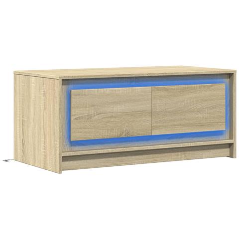 Tavolino Da Salotto Con Luci Led Rovere Sonoma In Truciolato - Foto 3