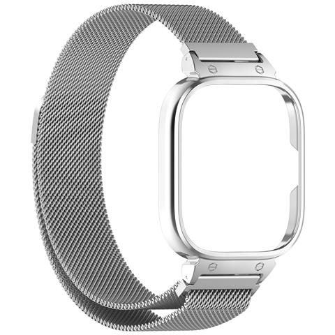 Custodia Con Struttura In Metallo Con Cinturino Integrato Per Redmi Watch 4 Silver - Foto 2
