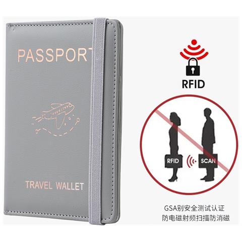 Portapassaporto E Portafoglio Da Viaggio Con Blocco Rfid Grey - Foto 4