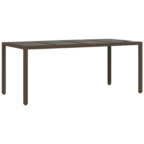 Tavolo Giardino Piano In Vetro Marrone 190x90x75 Cm Polyrattan - Foto 2