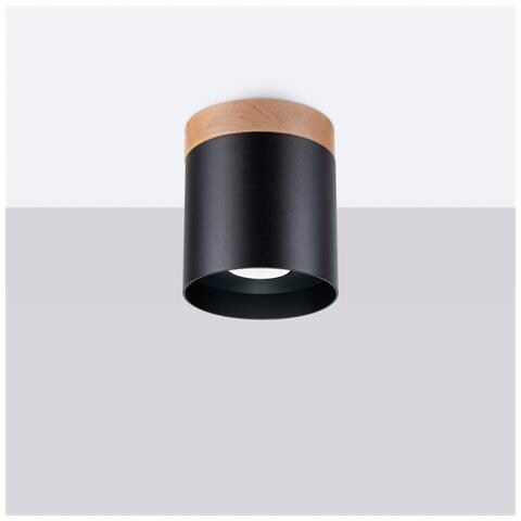Sollux Lighting Lampada A Soffitto Rif Nero Sl.1349 - Scandinavo Lampade Da Soffitto Nero/legno Naturale 14x12x12 Cm - Foto 2