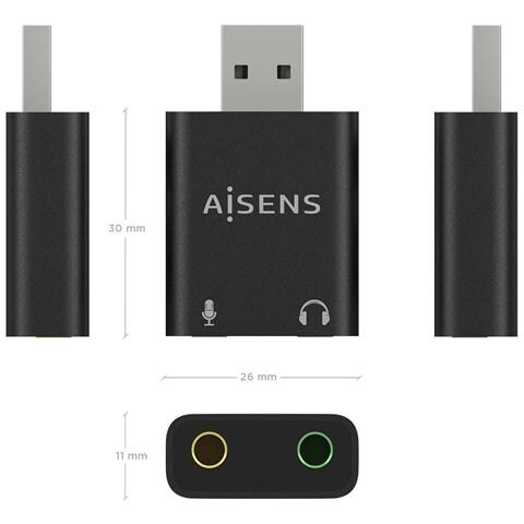 AISENS A106-0768, USB-A, 2x 3.5 mm, Nero - Foto 4