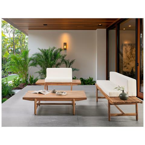 Set Da Giardino Con Tavolo 3 Posti Giaveno Legno D'acacia Bianco Sporco - Foto 1