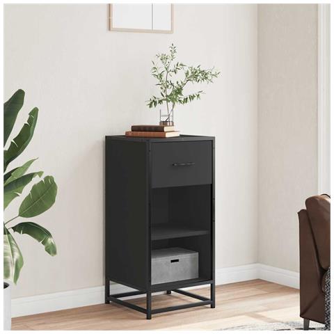 Credenza Rovere Nera 35,5x35x76 Cm In Truciolato E Metallo - Foto 3