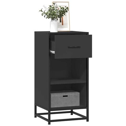 Credenza Rovere Nera 35,5x35x76 Cm In Truciolato E Metallo - Foto 1