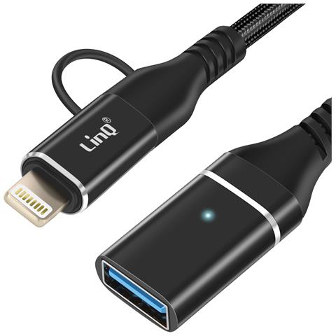 Adattatore Otg Usb A Lightning E Usb-c Trasferimento Veloce, Nero - Foto 5