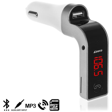 Dam  Kit 4 In 1 Con Vivavoce Bluetooth E Trasmettitore Fm Per Auto 2x10x8 Cm. Color Argento - Foto 1