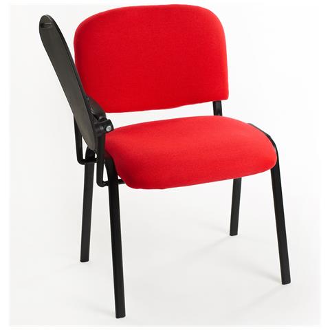 Set Di 6 Sedie Impilabili In Tessuto Rosso Con Ribaltina Scrittoio Tavoletta Per Studio Sala Conferenza Convegni - Foto 3