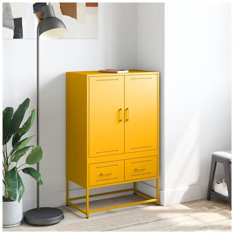 Credenza Giallo Senape 68x39x111,5 Cm In Acciaio - Foto 2