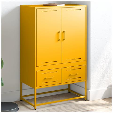 Credenza Giallo Senape 68x39x111,5 Cm In Acciaio - Foto 8