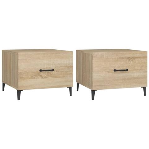 Lusso Casadino - Tavolino Da Salotto Gambe In Metallo Rovere Sonoma 50x50x40 Cm - Foto 1