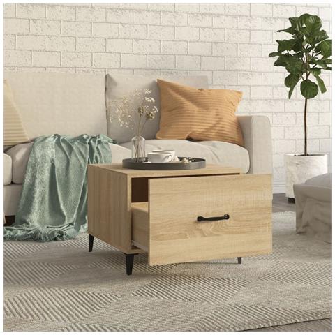 Lusso Casadino - Tavolino Da Salotto Gambe In Metallo Rovere Sonoma 50x50x40 Cm - Foto 2