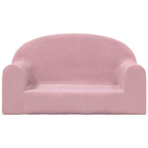 Divano Per Bambini A 2 Posti Rosa In Morbido Peluche - Foto 2