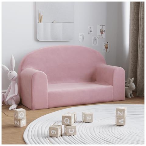 Divano Per Bambini A 2 Posti Rosa In Morbido Peluche - Foto 7