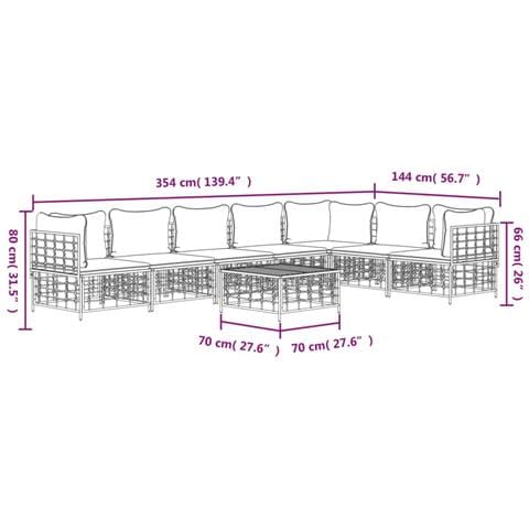 Set Divani da Giardino 8 pz con Cuscini Antracite in Polyrattan - Foto 9
