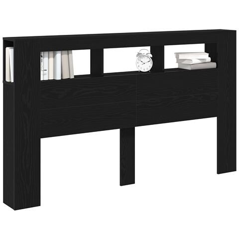 Testiera di Stoccaggio  con Luci LED Nero Rovere 180x18,5x103,5 cm - Foto 1