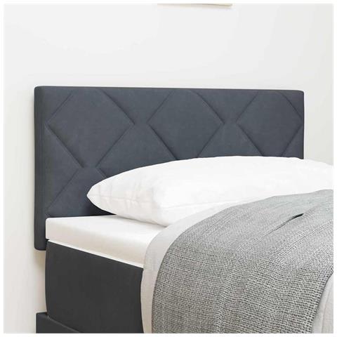 Testiera  Design a Blocchi a Diamante Grigio Scuro 80 cm in Velluto - Foto 2