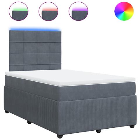 Giroletto a Molle con Materasso Grigio Scuro 120x190 cm Velluto - Foto 1