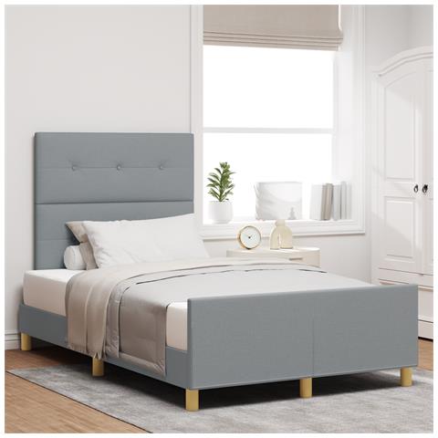 Struttura Letto Grigio Chiaro 120x200 cm Tessuto - Foto 2