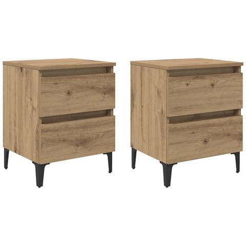Armadi da letto 2 pz Rovere artigianale 40x35x50 cm Legno ingegnerizzato - Foto 1