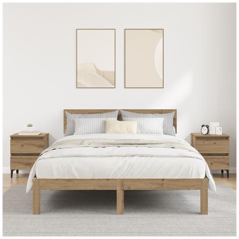 Armadi da letto 2 pz Rovere artigianale 40x35x50 cm Legno ingegnerizzato - Foto 2