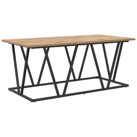 Tavolino da caffè  in rovere fatto a mano 100x50x40 cm in legno ingegnerizzato e metallo - Foto 1