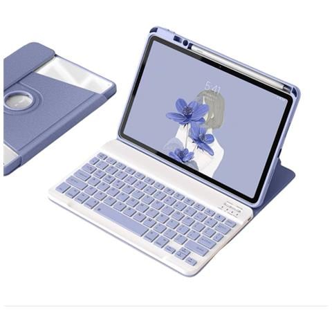 Custodia Con Tastiera Bluetooth Rotante A 360° Con Supporto E Alloggiamento Per Penna A Sinistra Compatibile Con Samsung Tab A9 8.7 (x110/115/117) - Viola - Foto 1