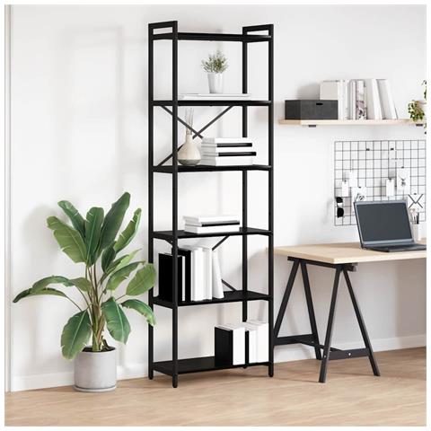 Libreria Rovere nero 60 x 30 x 188 cm Legno multistrato - Foto 2