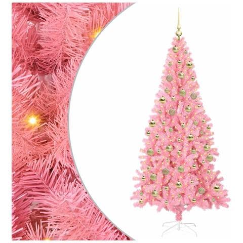 Albero di Natale con 300 LED con supporto Rosa 210 cm PVC - Foto 1