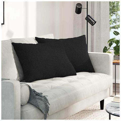Cuscini da Divano 2 pcs Nero 70 x 50 cm Tessuto - Foto 2