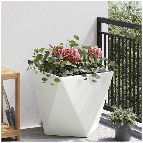Fioriera Bianco 50 x 50 x 50 cm Acciaio - Foto 2