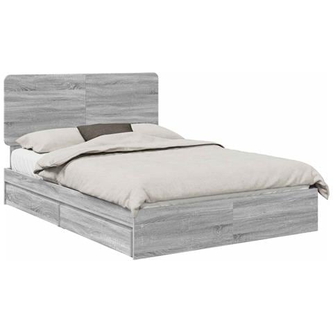 Letto con Contenitore con testiera Grigio Sonoma 150 x 200 cm - Foto 1