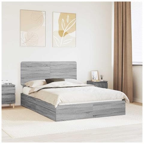 Letto con Contenitore con testiera Grigio Sonoma 150 x 200 cm - Foto 2