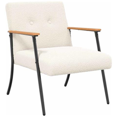 poltrona Crema 59 x 75 x 78 cm Tessuto simile alla lana ricci - Foto 1