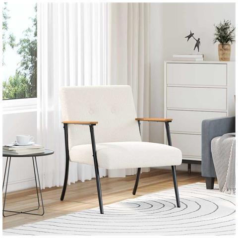 poltrona Crema 59 x 75 x 78 cm Tessuto simile alla lana ricci - Foto 2