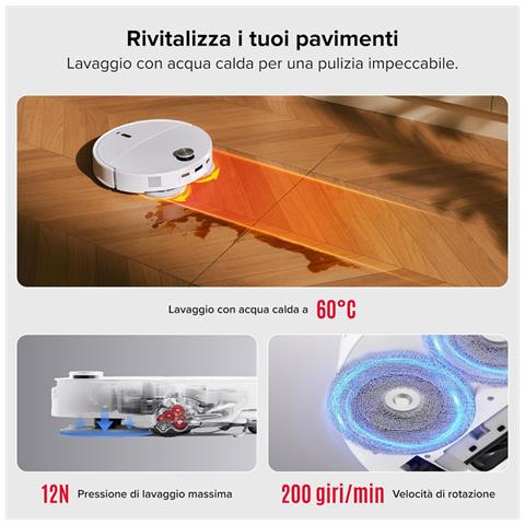 Qrevo Curv 2 Pro Robot Aspirapolvere e Lavapavimenti, 25000 Pa, Zero-Grovigli, Acqua 100°C, Autopulente, Evita Ostacoli, Asciugatura Auto, per Peli di Animali Domestici - Foto 2