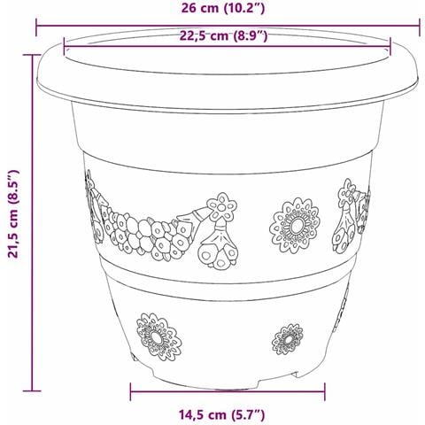 Vaso Rotondo per Fiori 24 pcs Nero Ø 26 x 21.5 cm Plastica - Foto 9