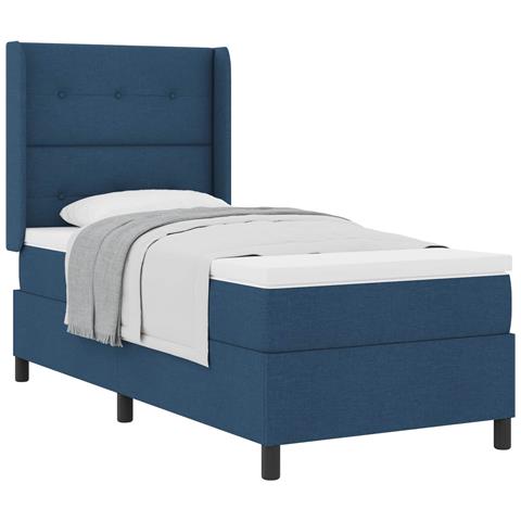 Letto a molle con materasso Blu 100 x 200 cm Tessuto - Foto 1