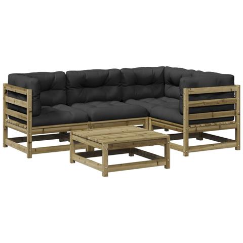 Set Divani da Giardino 5pz con Cuscini Legno Impregnato di Pino - Foto 1