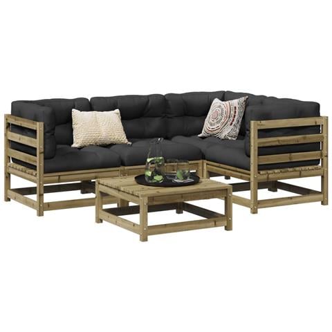 Set Divani da Giardino 5pz con Cuscini Legno Impregnato di Pino - Foto 2