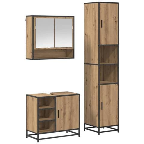 Set di mobili per il bagno con porta 3 pcs Rovere artigianale - Foto 1