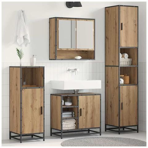 Set di mobili per il bagno con porta 3 pcs Rovere artigianale - Foto 2