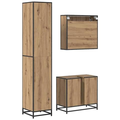 Set di mobili per il bagno con porta 3 pcs Rovere artigianale - Foto 9