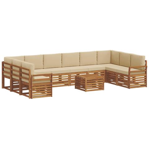 Set divani 11 pcs Naturale e Beige Legno di Acacia Massello - Foto 1