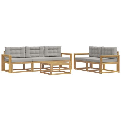 Set di divani da esterno 6 pcs Bianco e Grigio Chiaro - Foto 1