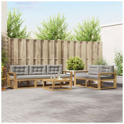Set di divani da esterno 6 pcs Bianco e Grigio Chiaro - Foto 2