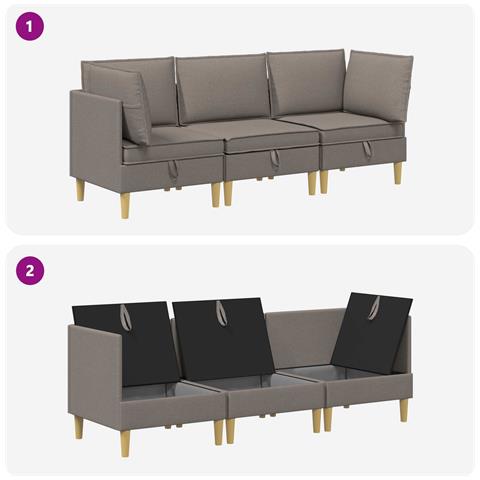 Set di divani modulari con spazio di archiviazione 3 pcs - Foto 8
