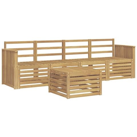 Set di divani da esterno 5 pcs Bianco Legno di Acacia Massello - Foto 1